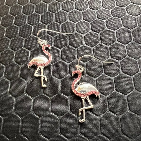 Venice By The Sea Jewelry Jewelry - Flamingo Earrings with Pink Crystals Made of Sterling Silver